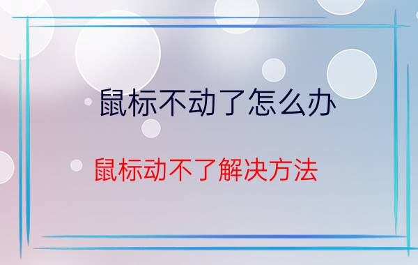 鼠标不动了怎么办 鼠标动不了解决方法